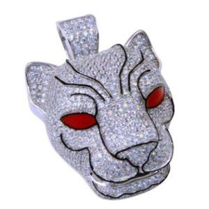 Sterling Silver 925 Rhodium Plated CZ Panther Pendant